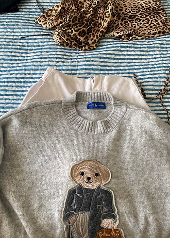 Ralph Lauren Polo Bearli Gri Bisiklet Yaka Kazak
