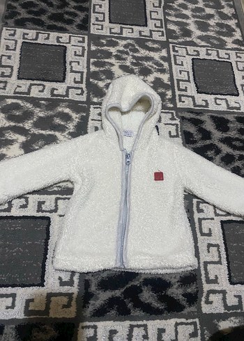 HelloBaby Ekru Kapusonlu Yumusak Cocuk Fermuarli Ceket