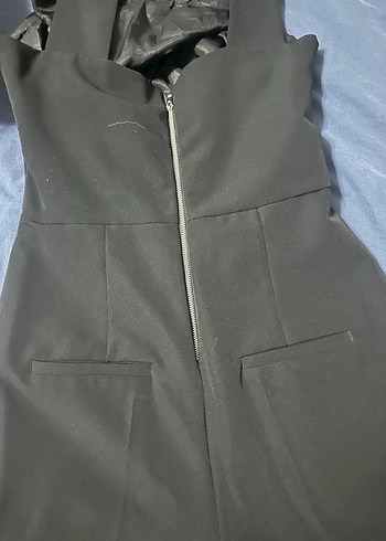 Siyah  Kadın Midi Tulum - Görsel 4