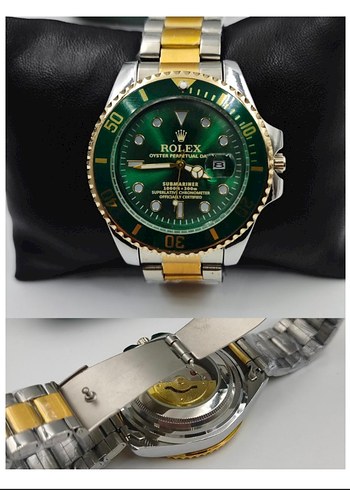 Rolex Yesil Kadranli İki Renkli Metal Saat