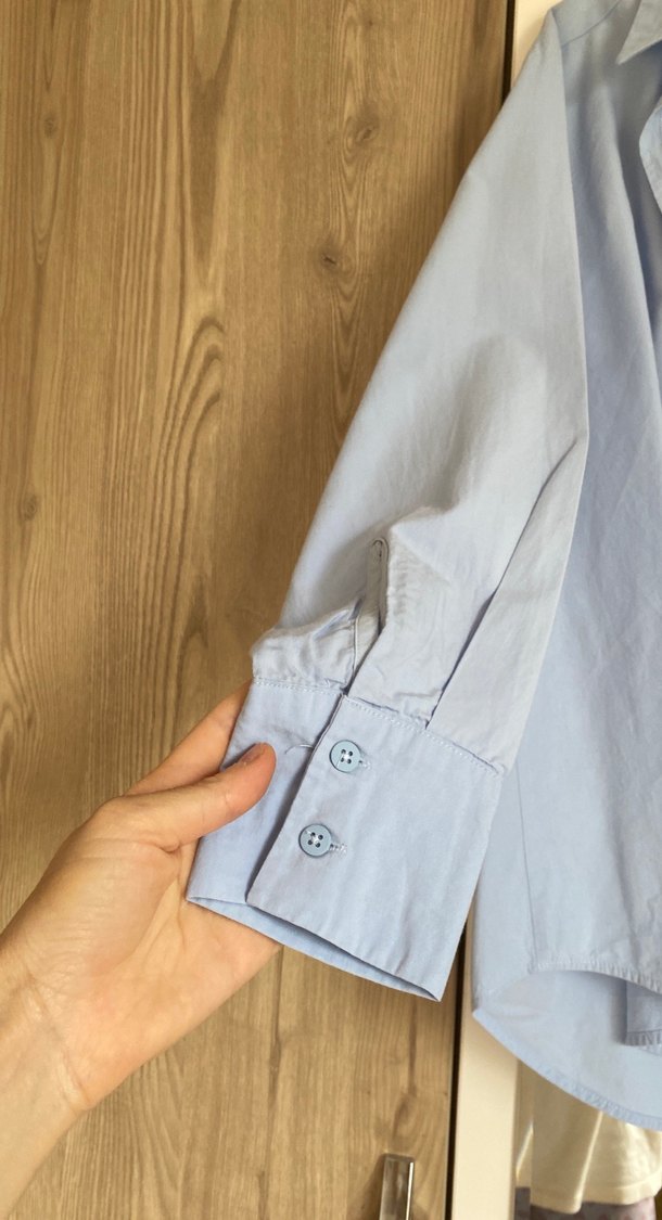 Mavi Düğmeli Kadın Gömlek - Görsel 5