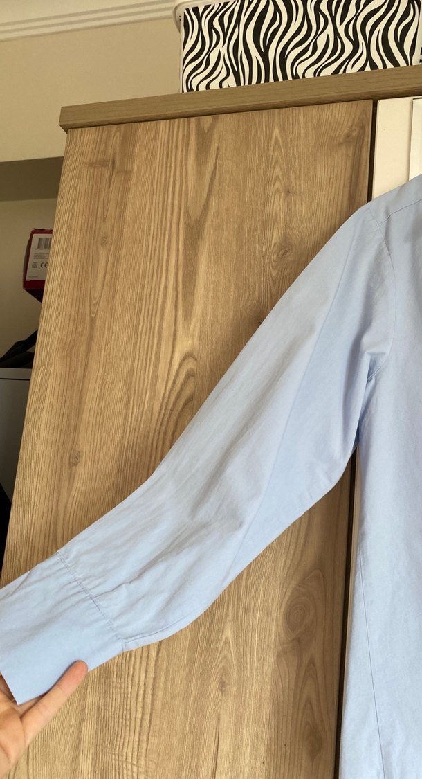 Mavi Düğmeli Kadın Gömlek - Görsel 4