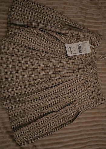 LC Waikiki Bej Ekose Mini Etek