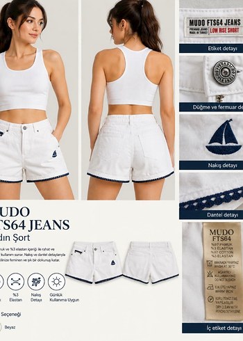 Mudo Beyaz Denim Sort