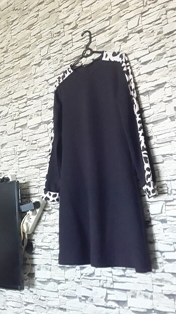 Leoparlı  yeni gibi  spor  şık  siyah tunik elbise - Görsel 6