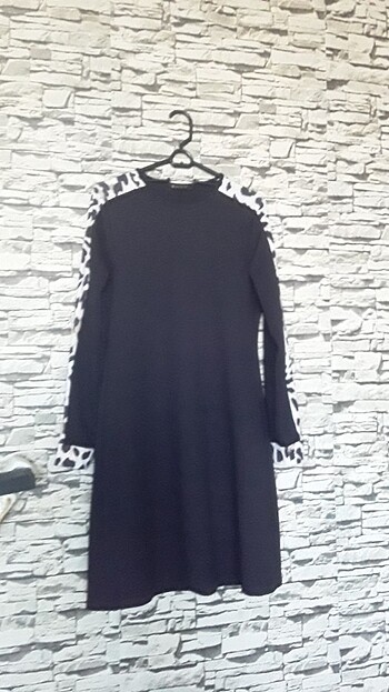 Leoparlı  yeni gibi  spor  şık  siyah tunik elbise - Görsel 8