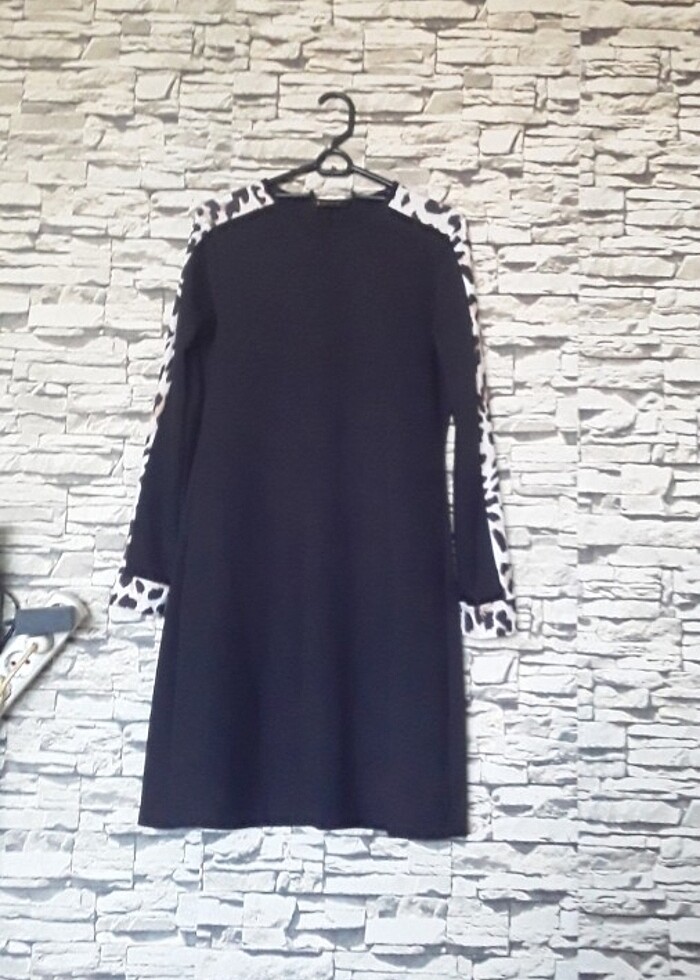 Leoparlı  yeni gibi  spor  şık  siyah tunik elbise - Görsel 4