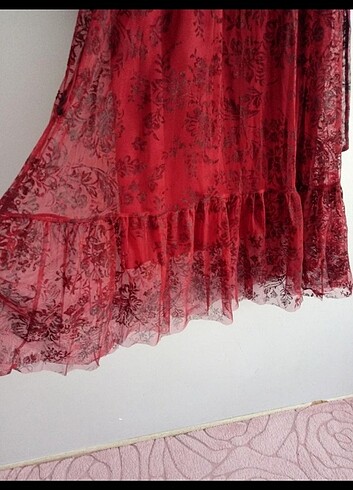 BORDO şifon kusursuz Uzun şık Abiye Elbise ( kuşagı var) - Görsel 5