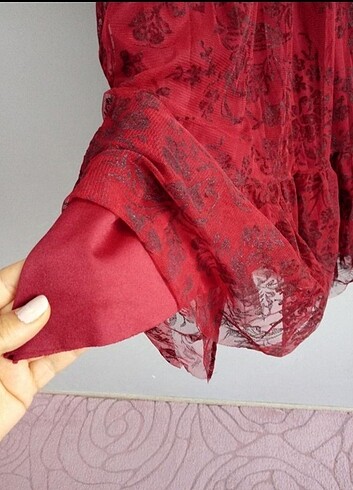 BORDO şifon kusursuz Uzun şık Abiye Elbise ( kuşagı var) - Görsel 8