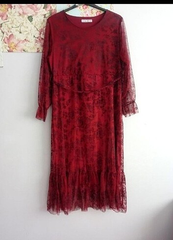 BORDO şifon kusursuz Uzun şık Abiye Elbise ( kuşagı var) - Görsel 3