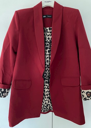 Zara Bordo Siklik Serap Tonlu Blazer Ceket
