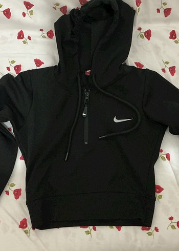Nike Siyah Yarim Fermuarli Kapusonlu Sweatshirt