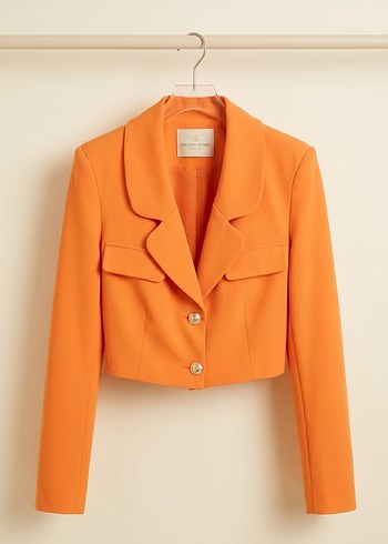 Zara Turuncu Crop Blazer