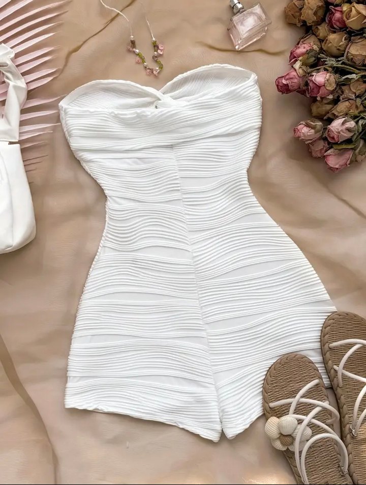 Beyaz Pilili Mini Monokini - Görsel 2