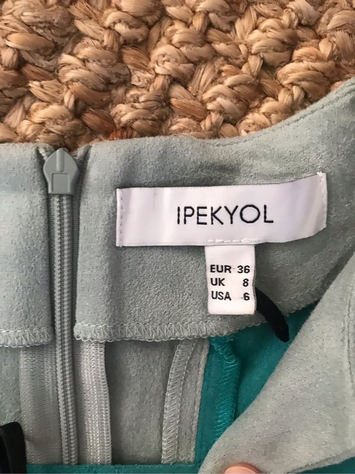 İpekyol Turkuaz Gri Süet V Yaka Midi Elbise - Görsel 3