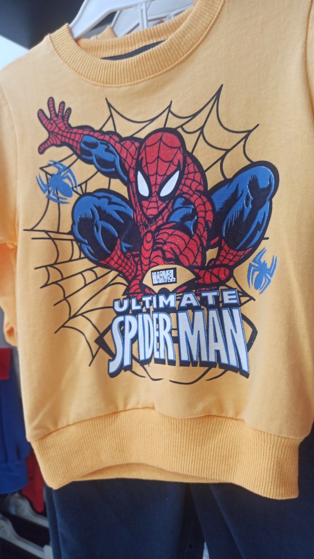 Renkli Örme Spiderman Baskılı Erkek Çocuk Eşofman - Görsel 4