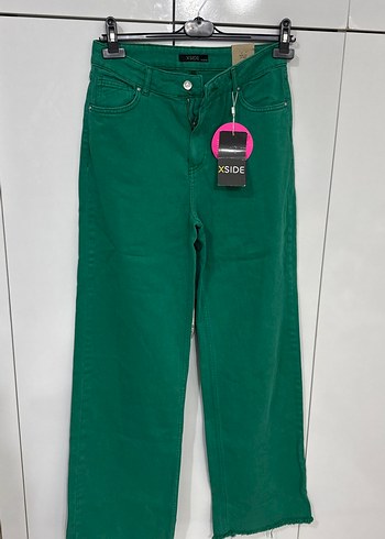 Diğer Xside Yesil Yuksek Bel Duz Paca Jean