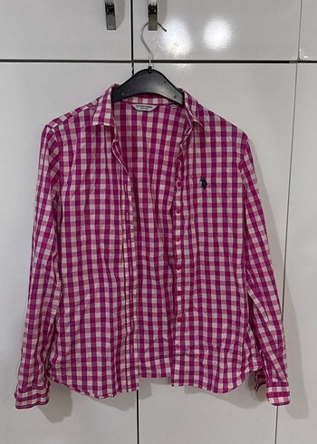 U.S Polo Assn. Pembe Beyaz Ekose Polo Gomlek