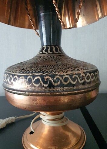 Antik bakır masa abajur.  - Görsel 7