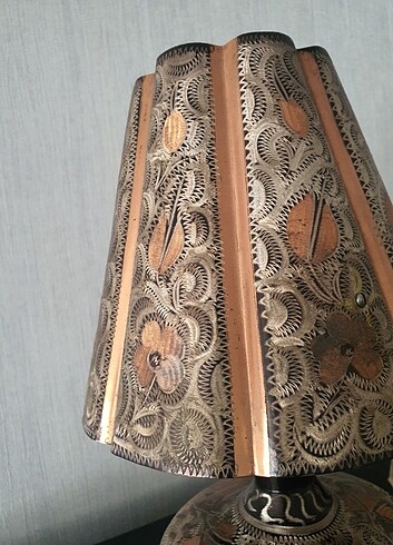 Antik bakır masa abajur.  - Görsel 8