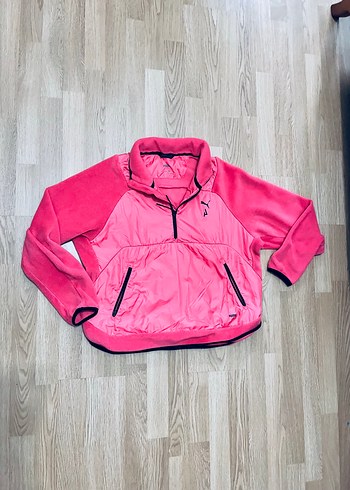 Puma Canli Pembe Puma Yaris Yarim Fermuarli Spor Ceket