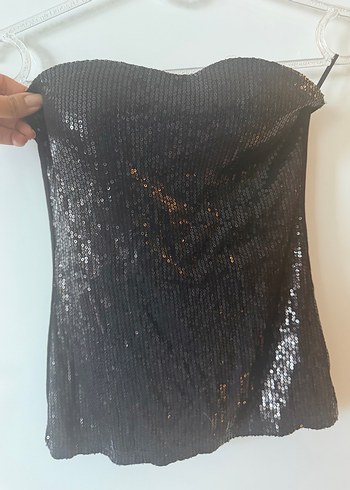 Tally Weijl Siyah Payetli Straplez Top