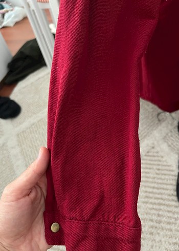 Bordo Düğmeli Uzun Kollu Kadın Gömlek - Görsel 4