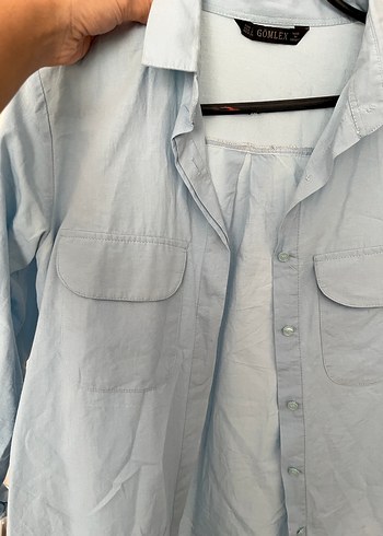 Bebe mavisi Pamuklu Uzun Kollu Gömlek - Görsel 2