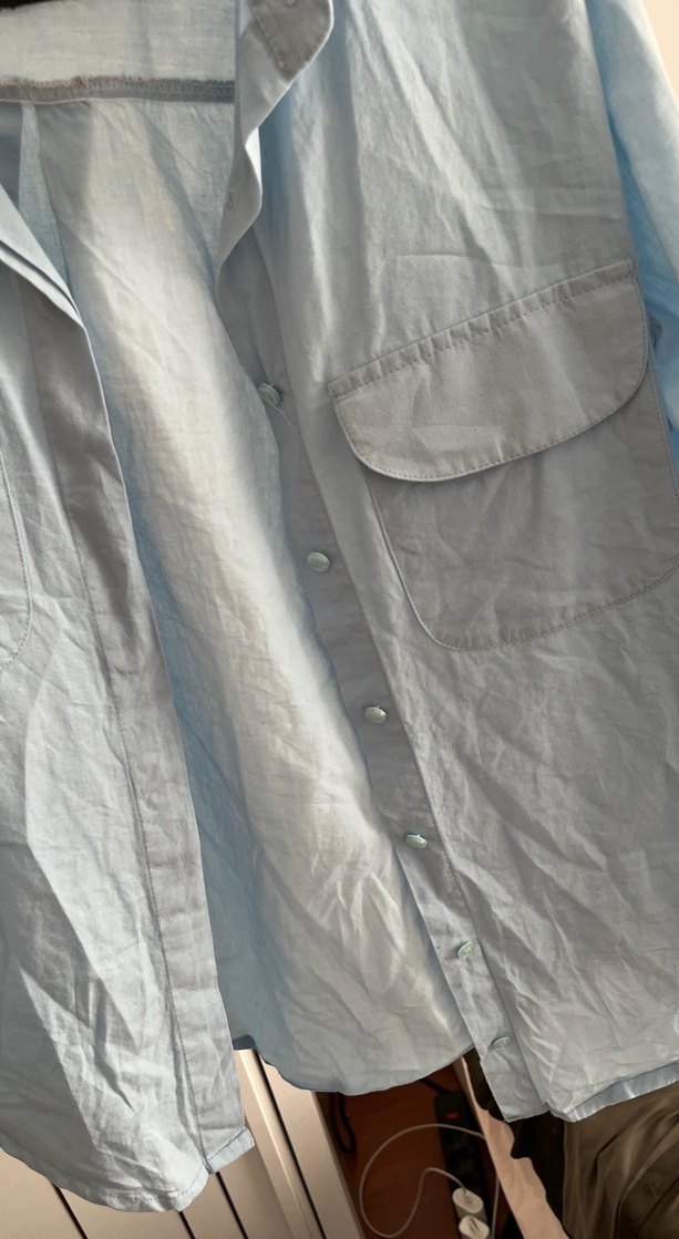 Bebe mavisi Pamuklu Uzun Kollu Gömlek - Görsel 4