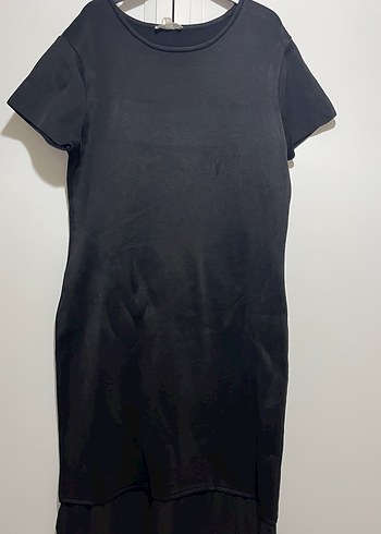 Siyah Kısa Kollu twist elbise - Görsel 4