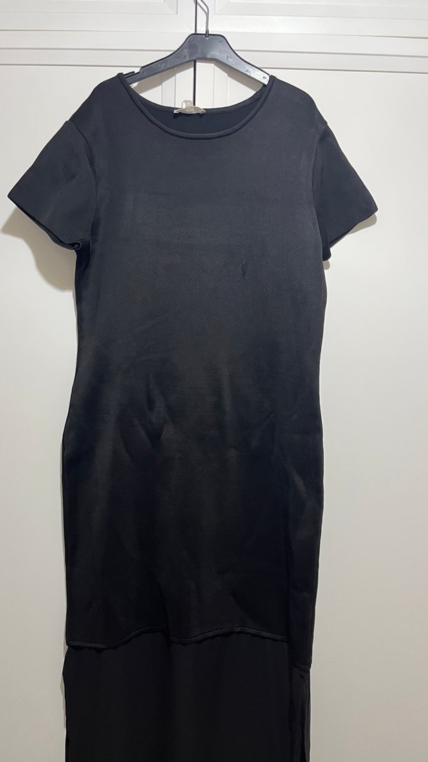 Siyah Kısa Kollu twist elbise - Görsel 4