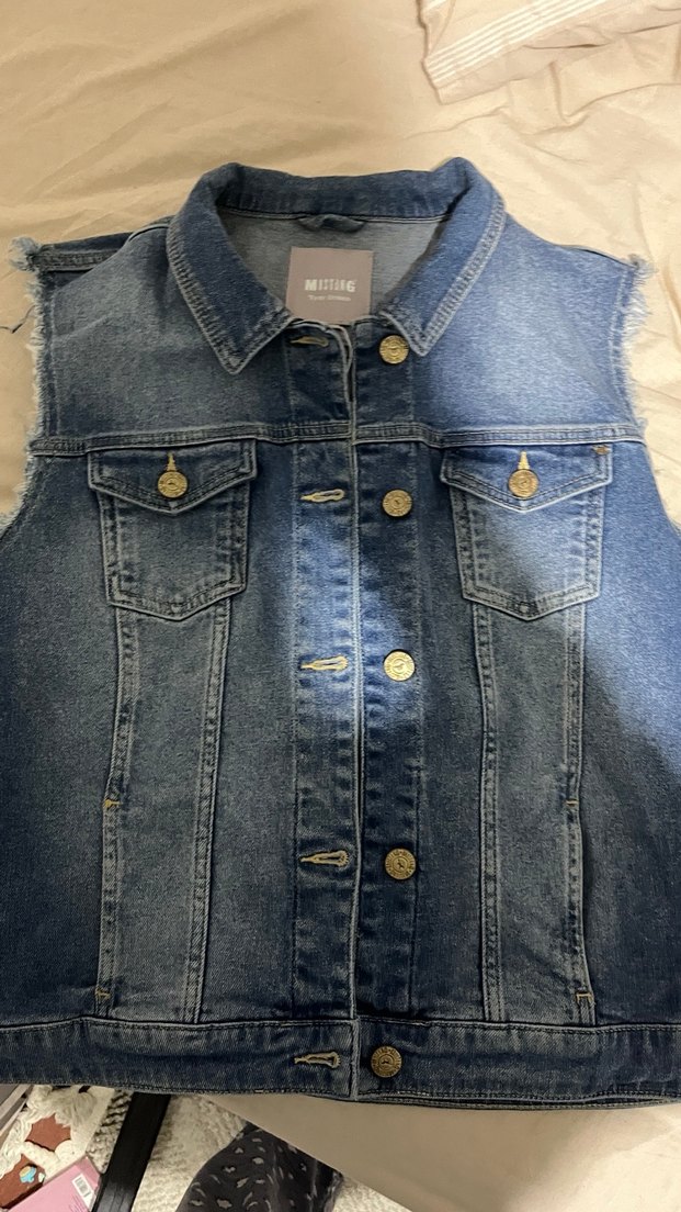 Mavi Düğmeli Kadın Denim Yelek - Görsel 2