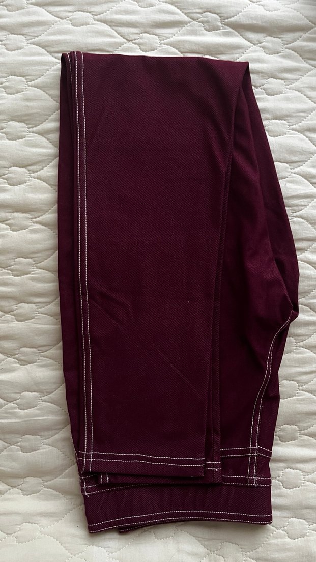 Bordo Streç Kumaş Kadıntayt pantolon - Görsel 3