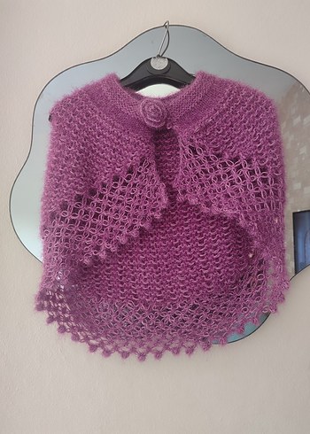 Kız Çocuk Mor Örgü Bohem Panço - Görsel 2