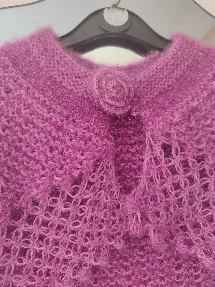 Kız Çocuk Mor Örgü Bohem Panço - Görsel 3