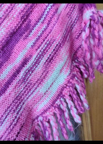 Kız Çocuk Pembe Bohem Örgü Panço - Görsel 7