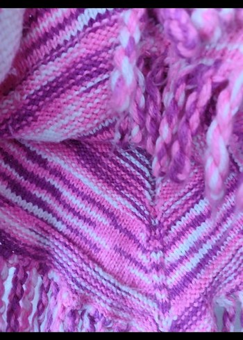 Kız Çocuk Pembe Bohem Örgü Panço - Görsel 5