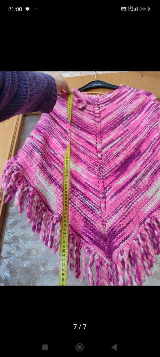 Kız Çocuk Pembe Bohem Örgü Panço - Görsel 4