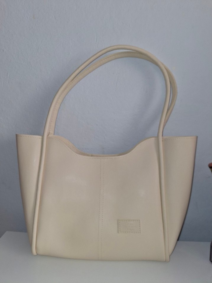 Beyaz Minimalist Deri Kadın Çanta - Görsel 2