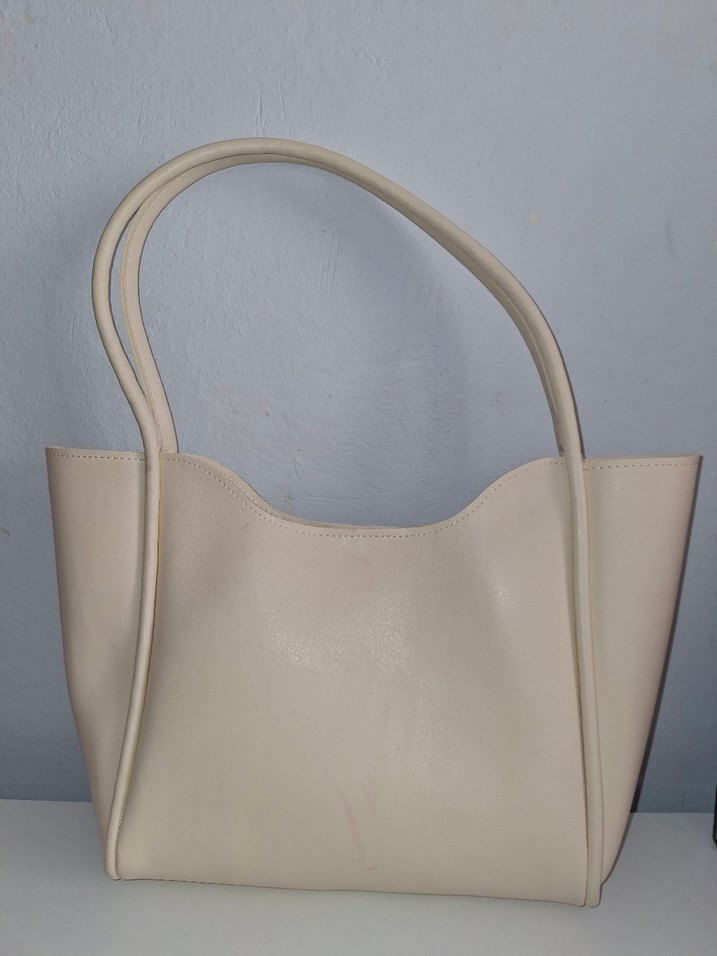 Beyaz Minimalist Deri Kadın Çanta - Görsel 3