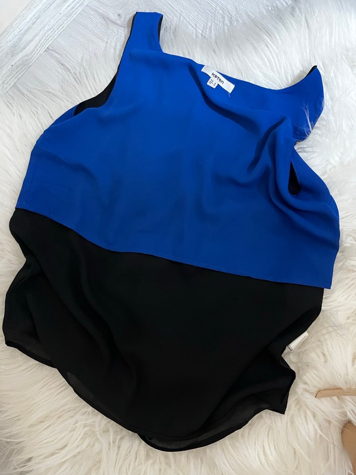 Siyah şifon içi lacivert astarlı bluz sıfırkol - Görsel 3