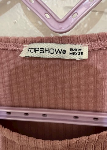 Topshop Pembe Süet Kadın Bluz, Uzun Kollu, Pilili