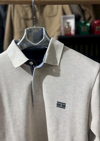 Tommy Hilfiger Bej Fitilli Polo Yaka Tisort