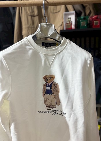 Polo Ralph Lauren Polo Bear Baskili Ekru Bisiklet Yaka Tisort
