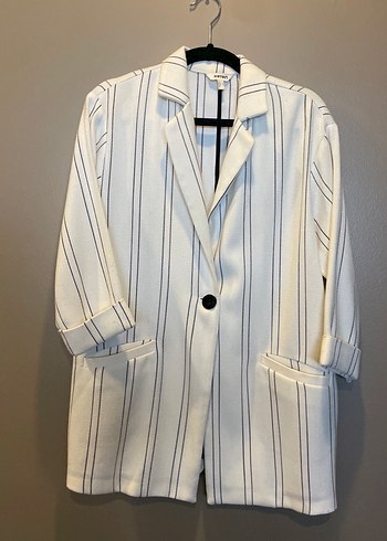 Koton Cizgili Beyaz Blazer Ceket