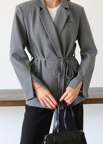 Zara Gri Baglamali Blazer Ceket