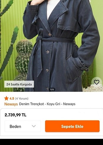 Koton neways Uzun Denim Kadın Trençkot