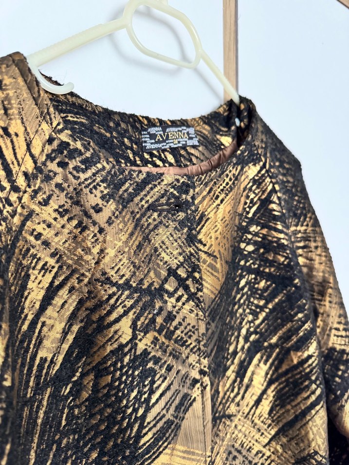 Kadın Uzun Desenli Düğmeli Ofis Kabanı - Görsel 3