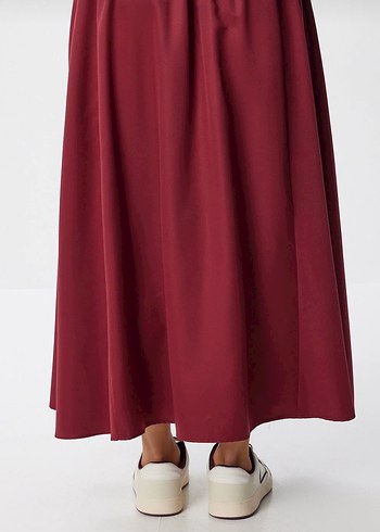Bordo Uzun  Etek - Görsel 4