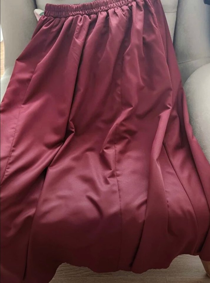 Bordo Uzun  Etek - Görsel 5